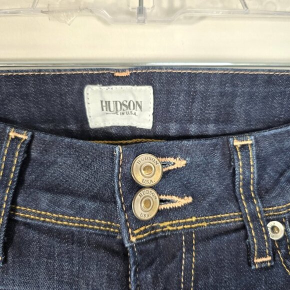 Hudson Ginny Crop Straight With Cuff Dark Wash Low Waist Flap Back Pockets - Picture 9 of 11